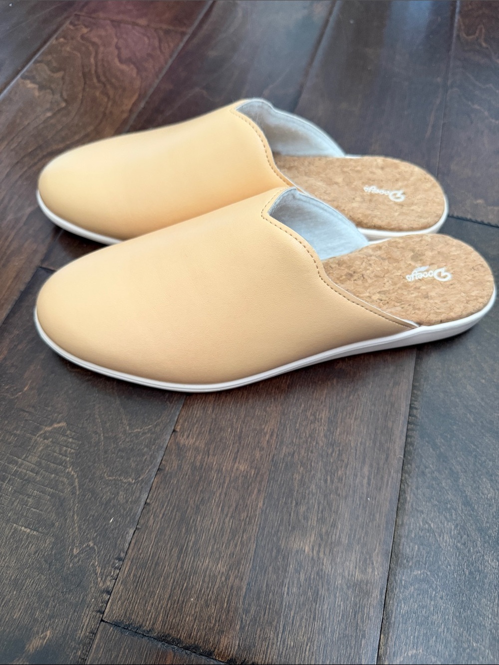 Dooeys Honey Beige House Mules Slide On Slippers Peachy Tan Cork Sole Vegan Sz 9